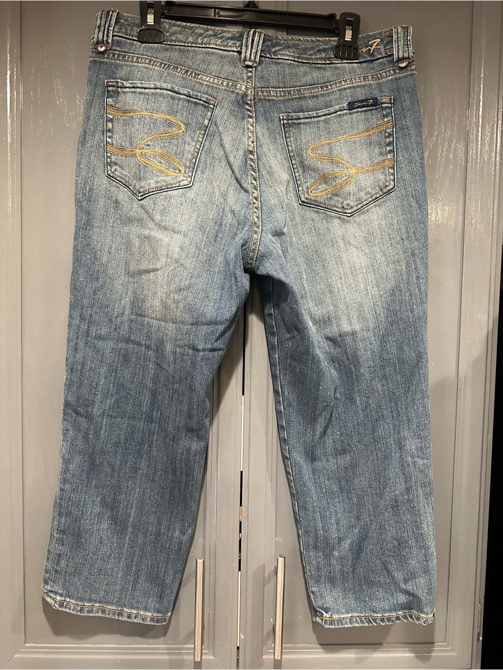 Seven7 Cropped Jeans with Gold Stitching 12